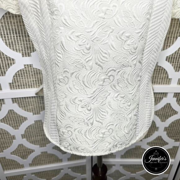 Rhyme Los Angeles Cream Floral & Herringbone Rhinestone Embellished Blouse M - Picture 8 of 16